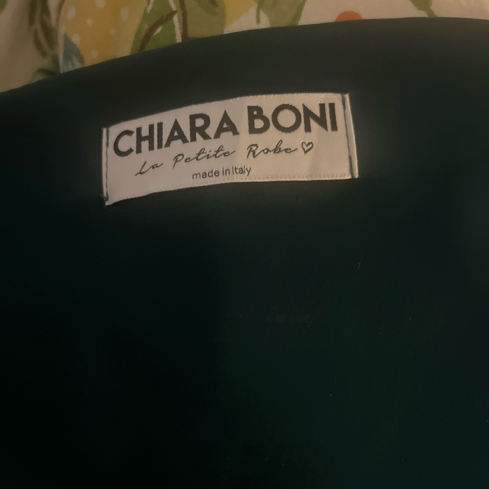 Chiara Boni green Midi Dress v neck with rosette peplum accent small - Picture 3 of 4
